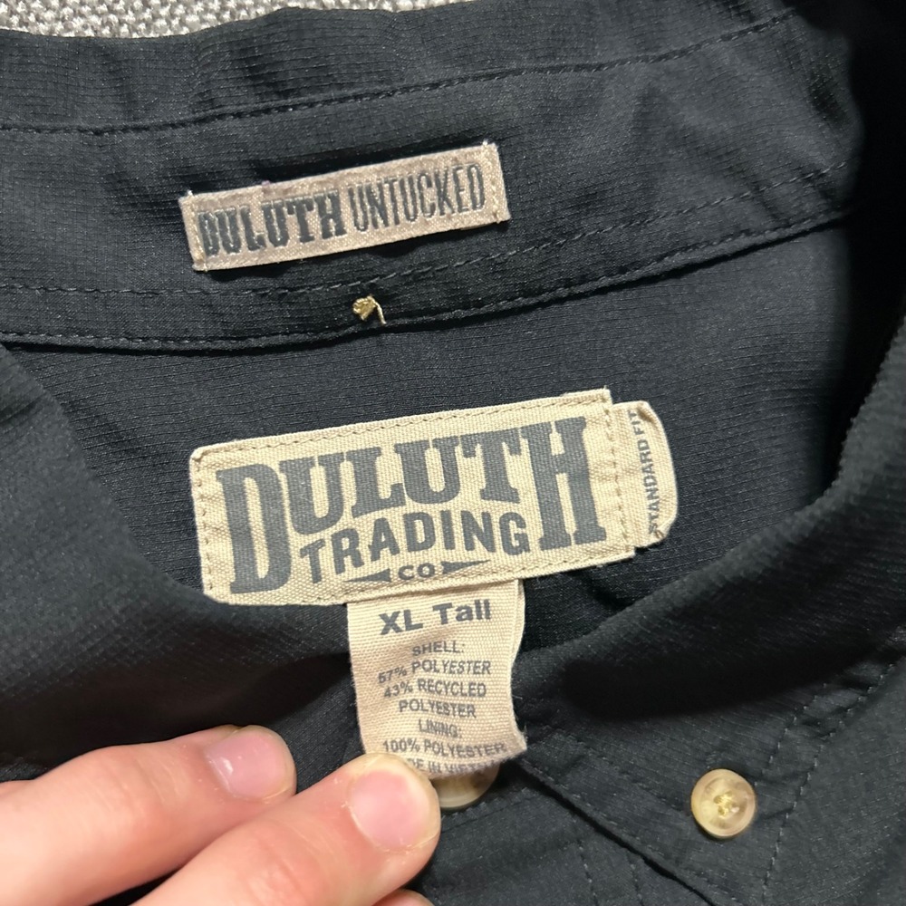 Duluth Trading Co Button Down Mens XL Tall Black Untucked Ripstop Ventilated - Picture 2 of 6
